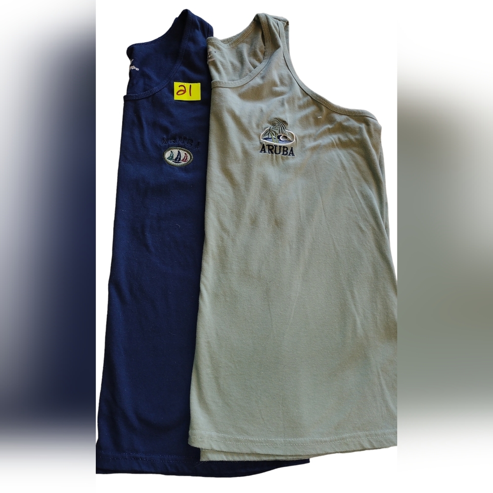 bundle of 2 mens Aruba tank top tshirts